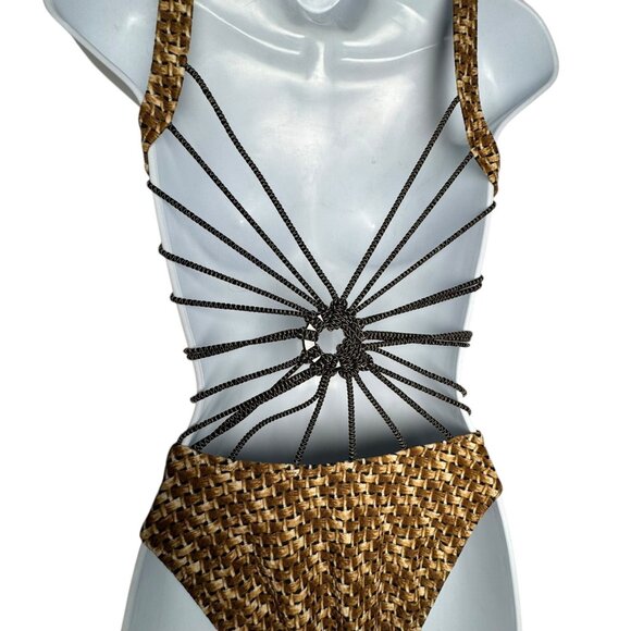 GIDEON OBERSON One piece swimsuit bungee cord detail size small - Picture 4 of 6